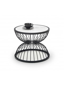 KIM coffee table top - white marble, frame - black DIOMMI V-CH-KIM-LAW DIOMMI-60-21397