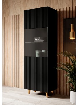PAFOS Standing cabinet black/black DIOMMI CAMA-PAFOS-WITRYNA-CZ/CZ DIOMMI-60-19865