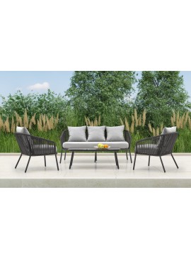 ROCCA, garden set ( sofa + chair 2x + c. table ), l.grey / d.grey DIOMMI V-CH-ROCCA-ZESTAW DIOMMI-60-21752