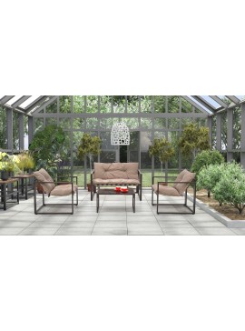 SHARK, garden set ( sofa + chair 2x + c. table ), color: black / cappuccino DIOMMI V-CH-SHARK-ZESTAW DIOMMI-60-21813