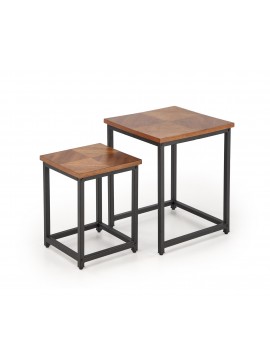 ELZA set of 2 coffee tables, walnut/black DIOMMI-60-31301