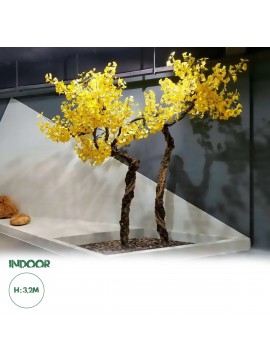 20187 GloboStar®  Artificial Garden GINKGO TWINS TREE 20187 Τεχνητό Διακοσμητικό Δέντρο Δίδυμα Γκίγκο Υ320cm