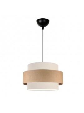 Φωτιστικό οροφής Fozy pakoworld ύφασμα σε κρέμα-φυσικό απόχρωση Φ30x22εκ