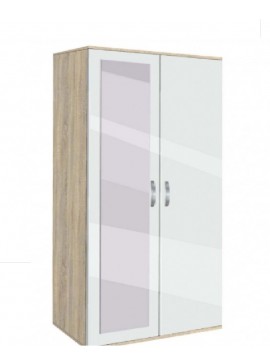 Ντουλάπα Δίφυλλη με καθρέφτη, AVA 201, 78x185x50, χρώμα  δρυς - λευκό Genomax  12814-3566111217