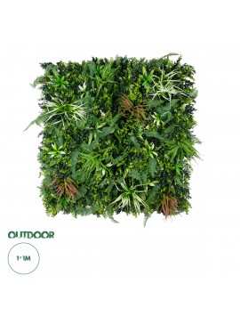20351 GloboStar®  Artificial Garden JUNGLE FERN 20351 Τεχνητό Διακοσμητικό Πάνελ Φυλλωσιάς - Κάθετος Κήπος σύνθεση Ζούγκλα Φτέρης Μ100 x Π100 x Υ20cm