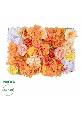 20354 GloboStar®  Artificial Garden ROSES STORY 20354 Τεχνητό Διακοσμητικό Πάνελ Λουλουδιών - Κάθετος Κήπος σύνθεση Πορτοκαλί & Ροζ Τριαντάφυλλα Μ40 x Π60 x Υ12cm