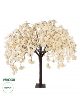 20358 GloboStar®  Artificial Garden SALMON CHERRY BLOSSOM TREE 20358 Τεχνητό Διακοσμητικό Δέντρο Μπεζ Άνθος Κερασιάς Υ140cm