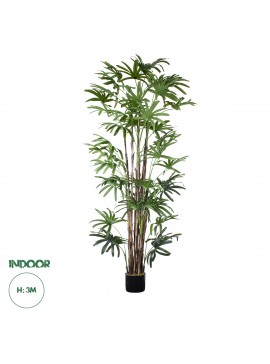 20384 GloboStar®  Artificial Garden BROADLEAF LADY PALM TREE 20384 Τεχνητό Διακοσμητικό Φυτό Πλατύφυλλος Φοίνικας Μπαμπού Υ300cm