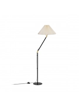 204-0127 GloboStar®  FLY 204-0127 Μοντέρνο Eπιδαπέδιο Φωτιστικό Μονόφωτο 1 x E27 IP20 Μαύρο & Χρυσό Μέταλλο με Μπεζ Ύφασμα - Μ38 x Π38 x Υ155cm