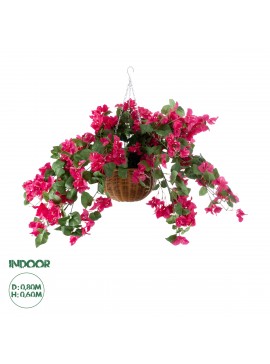 20634 GloboStar®  Artificial Garden RHODODENDRON HANGING PLANT 20634 Τεχνητό Κρεμαστό Διακοσμητικό Φυτό Τριανταφυλλιάς Y60cm