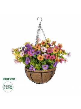20635 GloboStar®  Artificial Garden GERBERA HANGING PLANT 20635 Τεχνητό Κρεμαστό Διακοσμητικό Φυτό Ζέρμπερας Y55cm