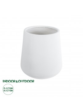 20693 GloboStar®  Artificial Garden MISSOURI 20693 Διακοσμητικό Πολυεστερικό Τσιμεντένιο Κασπώ Γλάστρα - Flower Pot Λευκό Φ70 x Υ70cm