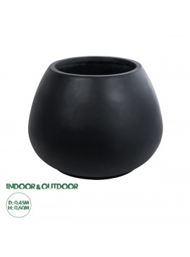 20695 GloboStar®  Artificial Garden COLOMBO 20695 Διακοσμητικό Πολυεστερικό Τσιμεντένιο Κασπώ Γλάστρα - Flower Pot Μαύρο Φ60 x Υ45cm
