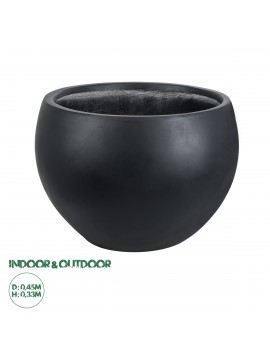 20700 GloboStar®  Artificial Garden VITORIA 20700 Διακοσμητικό Πολυεστερικό Τσιμεντένιο Κασπώ Γλάστρα - Flower Pot Μαύρο Φ45 x Υ33cm