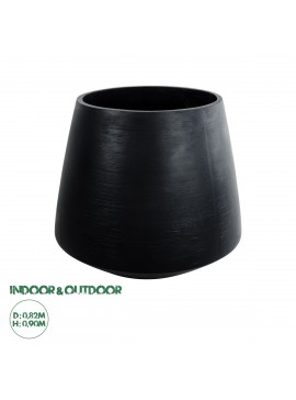 20704 GloboStar®  Artificial Garden TIJUANA 20704 Διακοσμητικό Πολυεστερικό Τσιμεντένιο Κασπώ Γλάστρα - Flower Pot Μαύρο Φ82 x Υ90cm
