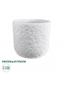 20710 GloboStar®  Artificial Garden MALVEN 20710 Επιδαπέδιο Πολυεστερικό Τσιμεντένιο Κασπώ Γλάστρα - Flower Pot Λευκό Φ31 x Υ28cm