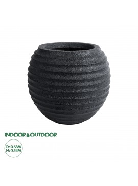 20713 GloboStar®  Artificial Garden ILAEIRA 20713 Επιδαπέδιο Πολυεστερικό Τσιμεντένιο Κασπώ Γλάστρα - Flower Pot Μαύρο Φ58 x Υ53cm