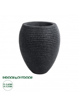 20716 GloboStar®  Artificial Garden NASHVILLE 20716 Επιδαπέδιο Πολυεστερικό Τσιμεντένιο Κασπώ Γλάστρα - Flower Pot Μαύρο Φ40 x Υ50cm