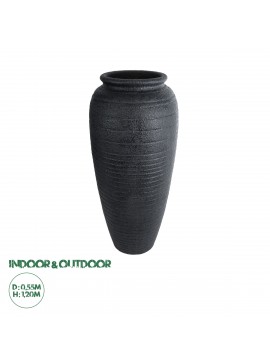 20717 GloboStar®  Artificial Garden OLYMPIA 20717 Επιδαπέδιο Πολυεστερικό Τσιμεντένιο Κασπώ Γλάστρα - Flower Pot Μαύρο Φ55 x Υ120cm