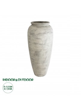 20720 GloboStar®  Artificial Garden IRISH 20720 Επιδαπέδιο Πολυεστερικό Τσιμεντένιο Κασπώ Γλάστρα - Flower Pot Μπεζ με Γκρι Φ55 x Υ120cm