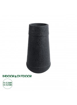 20723 GloboStar®  Artificial Garden JAKLIN 20723 Επιδαπέδιο Πολυεστερικό Τσιμεντένιο Κασπώ Γλάστρα - Flower Pot Μαύρο Φ34 x Υ62cm