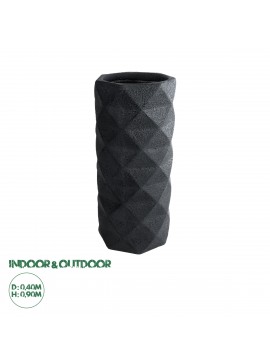 20724 GloboStar®  Artificial Garden GENOVA 20724 Επιδαπέδιο Πολυεστερικό Τσιμεντένιο Κασπώ Γλάστρα - Flower Pot Μαύρο Φ40 x Υ90cm