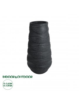 20727 GloboStar®  Artificial Garden BOLOGNA 20727 Επιδαπέδιο Πολυεστερικό Τσιμεντένιο Κασπώ Γλάστρα - Flower Pot Μαύρο Φ45 x Υ90cm