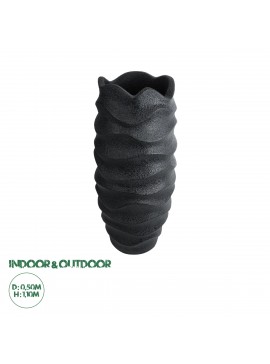 20728 GloboStar®  Artificial Garden MONREALE 20728 Επιδαπέδιο Πολυεστερικό Τσιμεντένιο Κασπώ Γλάστρα - Flower Pot Μαύρο Φ50 x Υ110cm