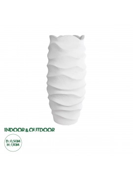 20729 GloboStar®  Artificial Garden PORTOFINO 20729 Επιδαπέδιο Πολυεστερικό Τσιμεντένιο Κασπώ Γλάστρα - Flower Pot Λευκό Φ50 x Υ110cm