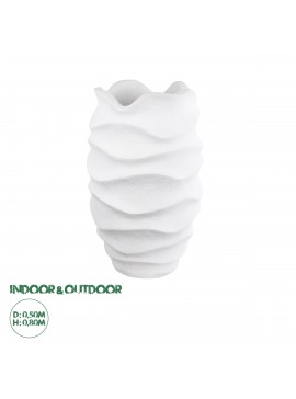 20730 GloboStar®  Artificial Garden PORTOFINO 20730 Επιδαπέδιο Πολυεστερικό Τσιμεντένιο Κασπώ Γλάστρα - Flower Pot Λευκό Φ50 x Υ80cm