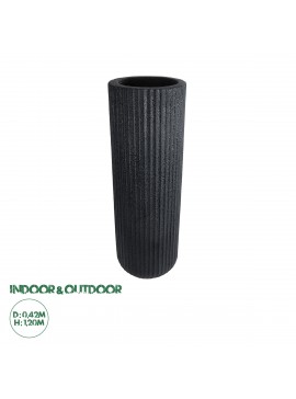 20733 GloboStar®  Artificial Garden MATERA 20733 Επιδαπέδιο Πολυεστερικό Τσιμεντένιο Κασπώ Γλάστρα - Flower Pot Μαύρο Φ42 x Υ120cm