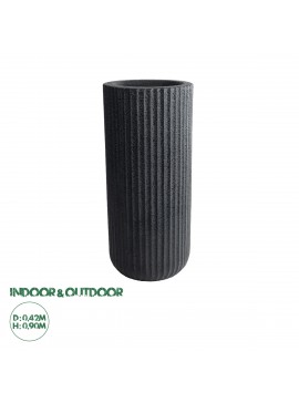 20734 GloboStar®  Artificial Garden MATERA 20734 Επιδαπέδιο Πολυεστερικό Τσιμεντένιο Κασπώ Γλάστρα - Flower Pot Μαύρο Φ42 x Υ90cm