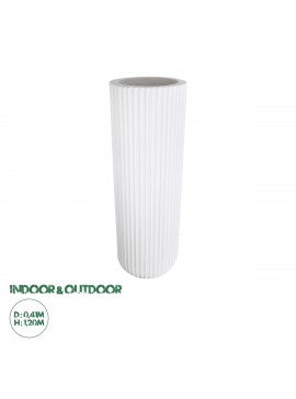 20735 GloboStar®  Artificial Garden MARSALA 20735 Επιδαπέδιο Πολυεστερικό Τσιμεντένιο Κασπώ Γλάστρα - Flower Pot Λευκό Φ41 x Υ120cm