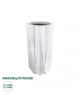 20739 GloboStar®  Artificial Garden PADOVA 20739 Επιδαπέδιο Πολυεστερικό Τσιμεντένιο Κασπώ Γλάστρα - Flower Pot Λευκό Φ48 x Υ100cm