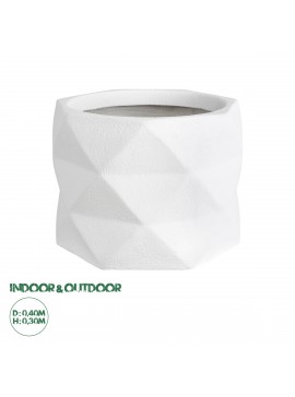 20742 GloboStar®  Artificial Garden VARENNA 20742 Επιδαπέδιο Πολυεστερικό Τσιμεντένιο Κασπώ Γλάστρα - Flower Pot Λευκό Φ40 x Υ30cm