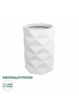 20743 GloboStar®  Artificial Garden VARENNA 20743 Επιδαπέδιο Πολυεστερικό Τσιμεντένιο Κασπώ Γλάστρα - Flower Pot Λευκό Φ40 x Υ60cm