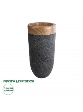 20745 GloboStar®  Artificial Garden BELLAGIO 20745 Επιδαπέδιο Πολυεστερικό Τσιμεντένιο Κασπώ Γλάστρα - Flower Pot Μαύρο με Καφέ Φ42 x Υ91cm