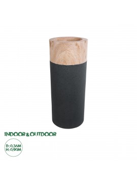 20748 GloboStar®  Artificial Garden BELLANO 20748 Επιδαπέδιο Πολυεστερικό Τσιμεντένιο Κασπώ Γλάστρα - Flower Pot Μαύρο με Καφέ Φ36 x Υ90cm