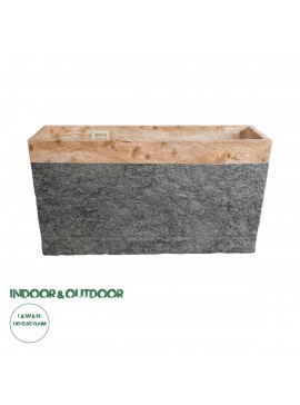 20749 GloboStar®  Artificial Garden TOSCANE 20749 Επιδαπέδιο Πολυεστερικό Τσιμεντένιο Κασπώ Γλάστρα - Flower Pot Γκρι με Καφέ Μ110 x Π30 x Υ61cm