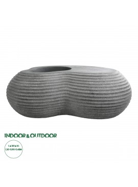 20751 GloboStar®  Artificial Garden FLORENCE 20751 Επιδαπέδιο Πολυεστερικό Τσιμεντένιο Κασπώ Γλάστρα - Flower Pot Γκρι Μ130 x Π90 x Υ48cm