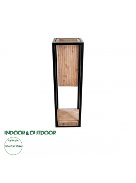 20752 GloboStar®  Artificial Garden CASSIANO 20752 Επιδαπέδιο Μεταλλικό Τσιμεντένιο Κασπώ Γλάστρα - Flower Pot Καφέ με Μαύρο Μ36 x Π36 x Υ120cm