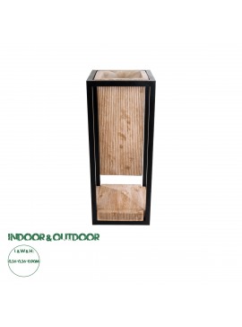 20753 GloboStar®  Artificial Garden CASSIANO 20753 Επιδαπέδιο Μεταλλικό Τσιμεντένιο Κασπώ Γλάστρα - Flower Pot Καφέ με Μαύρο Μ36 x Π36 x Υ90cm