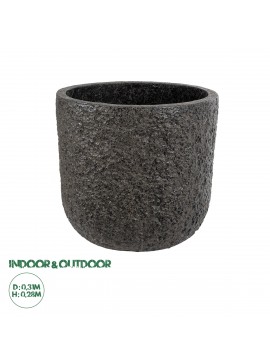 20756 GloboStar®  Artificial Garden LUCCA 20756 Επιδαπέδιο Πολυεστερικό Τσιμεντένιο Κασπώ Γλάστρα - Flower Pot Καφέ Φ31 x Υ28cm
