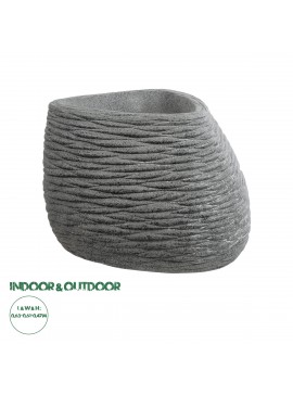 20759 GloboStar®  Artificial Garden RONDA 20759 Επιδαπέδιο Πολυεστερικό Τσιμεντένιο Κασπώ Γλάστρα - Flower Pot Γκρι Μ63 x Π41 x Υ47cm