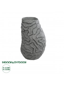 20763 GloboStar®  Artificial Garden GALICIA 20763 Επιδαπέδιο Πολυεστερικό Τσιμεντένιο Κασπώ Γλάστρα - Flower Pot Γκρι Φ52 x Υ80cm