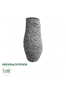 20764 GloboStar®  Artificial Garden GALICIA 20764 Επιδαπέδιο Πολυεστερικό Τσιμεντένιο Κασπώ Γλάστρα - Flower Pot Γκρι Φ50 x Υ110cm