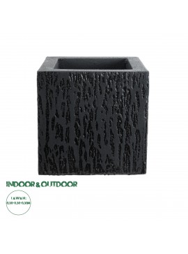 20767 GloboStar®  Artificial Garden CATALONIA 20767 Επιδαπέδιο Πολυεστερικό Τσιμεντένιο Κασπώ Γλάστρα - Flower Pot Μαύρο Μ30 x Π30 x Υ30cm