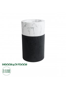 20769 GloboStar®  Artificial Garden ALMUDENA 20769 Επιδαπέδιο Πολυεστερικό Τσιμεντένιο Κασπώ Γλάστρα - Flower Pot Μαύρο με Λευκό Φ36 x Υ60cm