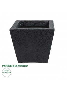 20770 GloboStar®  Artificial Garden KARRASPIO 20770 Επιδαπέδιο Πολυεστερικό Τσιμεντένιο Κασπώ Γλάστρα - Flower Pot Μαύρο Μ34 x Π34 x Υ30cm