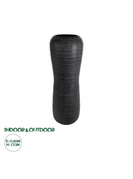 20772 GloboStar®  Artificial Garden BARRIO 20772 Επιδαπέδιο Πολυεστερικό Τσιμεντένιο Κασπώ Γλάστρα - Flower Pot Μαύρο Φ40 x Υ122cm